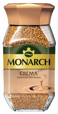 кофе растворимый monarch crema с пенкой, стеклянная банка, 95г