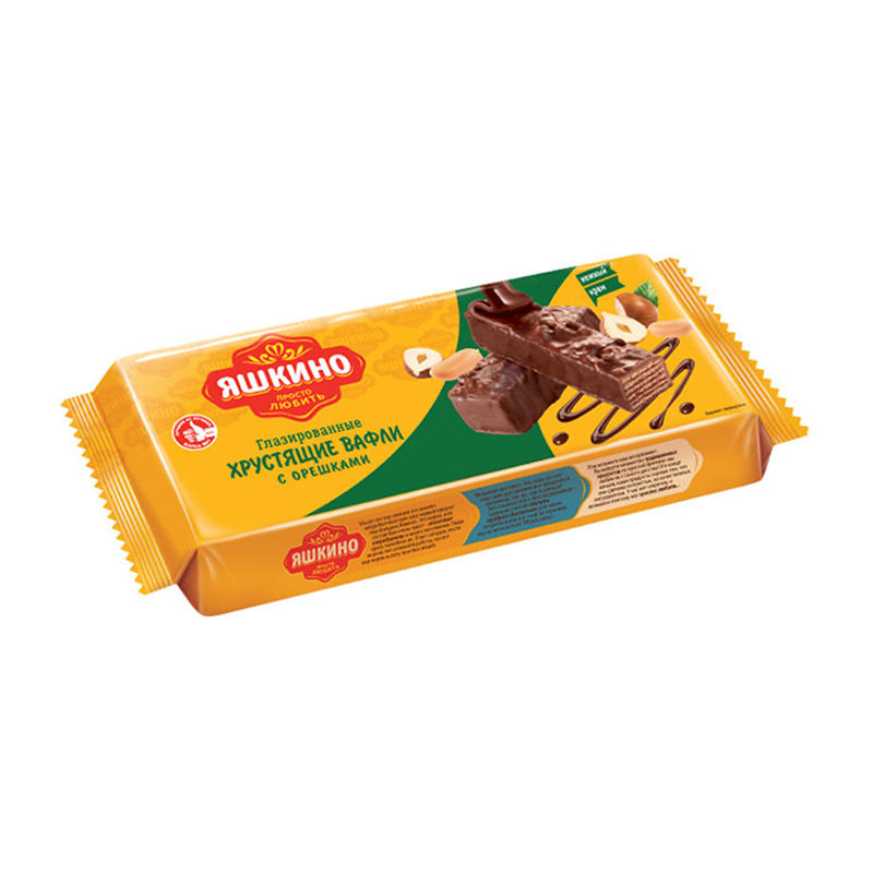 вафли глазированные яшкино 200г с орешками