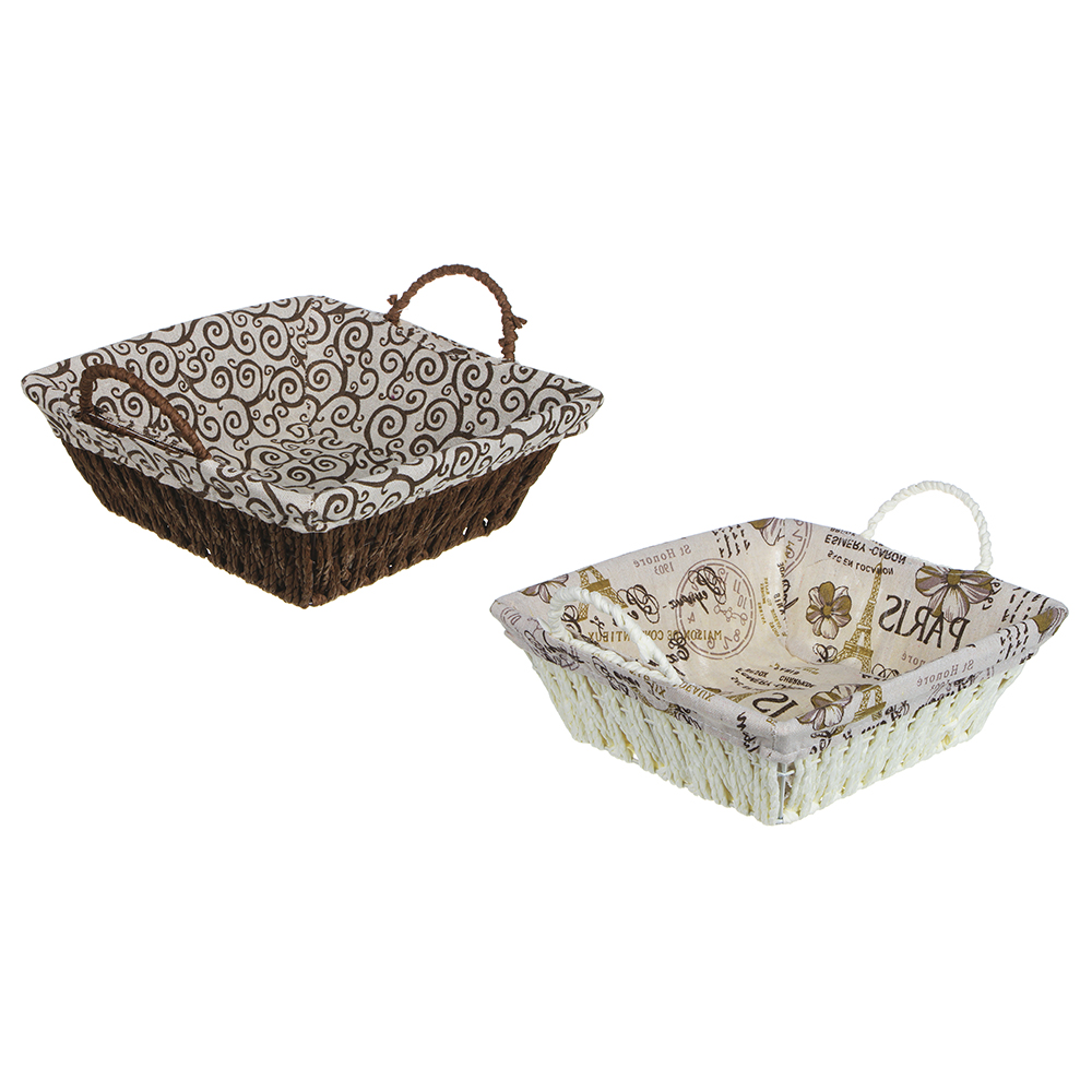 корзина для мелочей vetta, 23х23х8 см, металл, лён, 2 дизайна