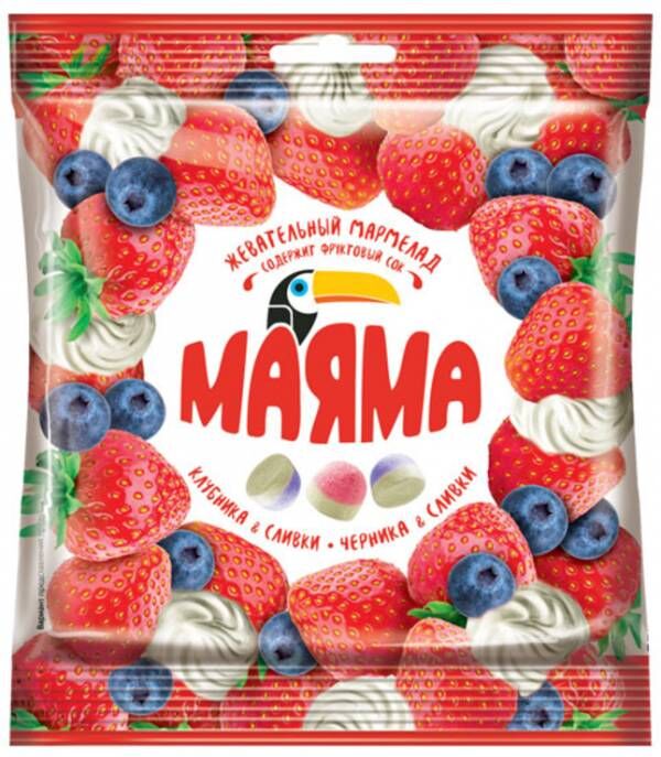жевательный мармелад маяма вк.клубн.и черники со сливками 70г