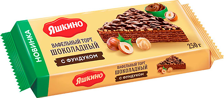 торт ваф. глазир. яшкино шок. с фундуком 250 гр