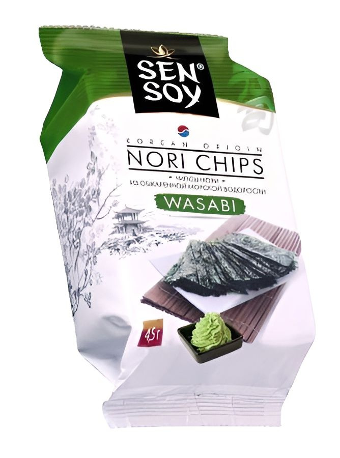 чипсы sen-soy нори из морской капусты wasabi 4,5г