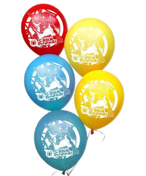 воздушные шары с днем рождения человек паук набор 25шт 12д