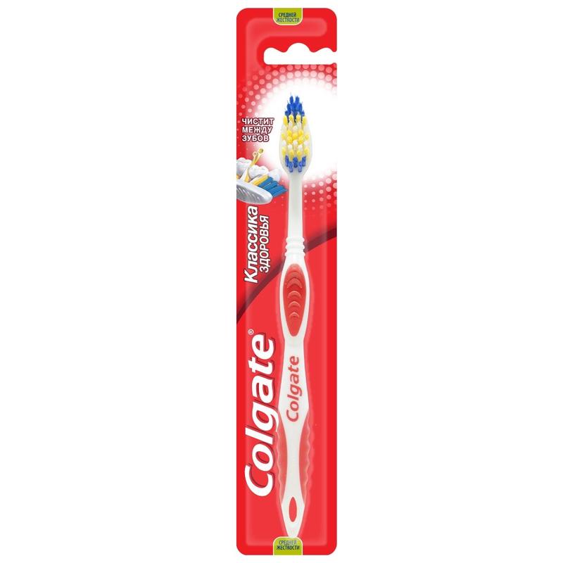 зубная щетка colgate, классик плюс, средняя