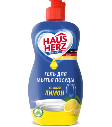 средство д/посуды haus herz сочный лимон 450мл
