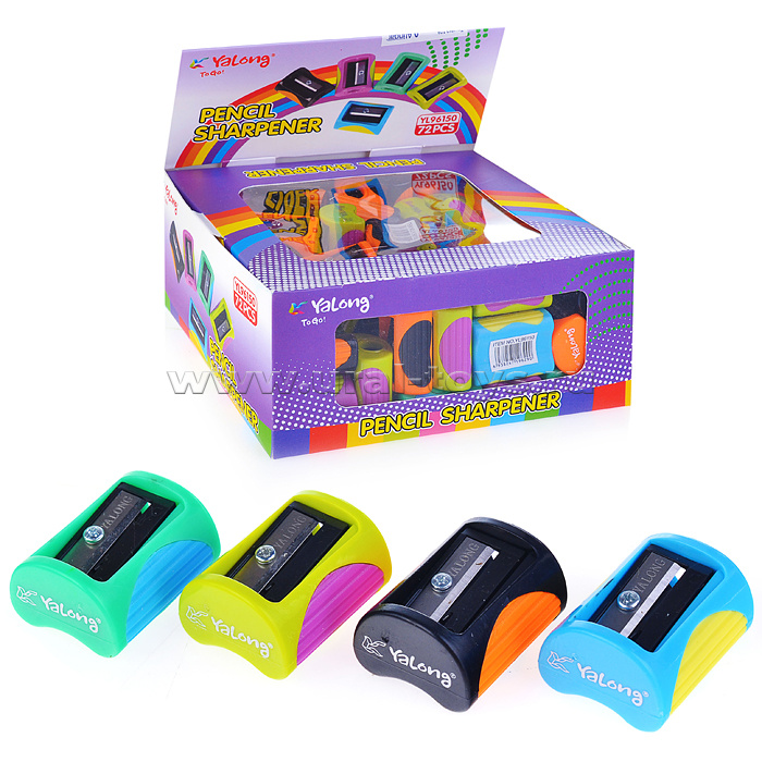 точилка, 1 отверстие, пластик, металл, 3,9 см, 4 цвета корпуса