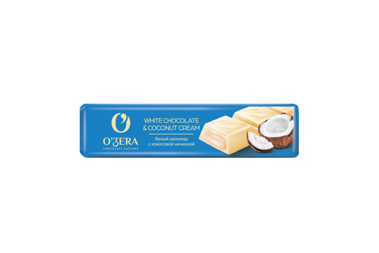 шоколадный батончик white & coconut cream o'zera 45г