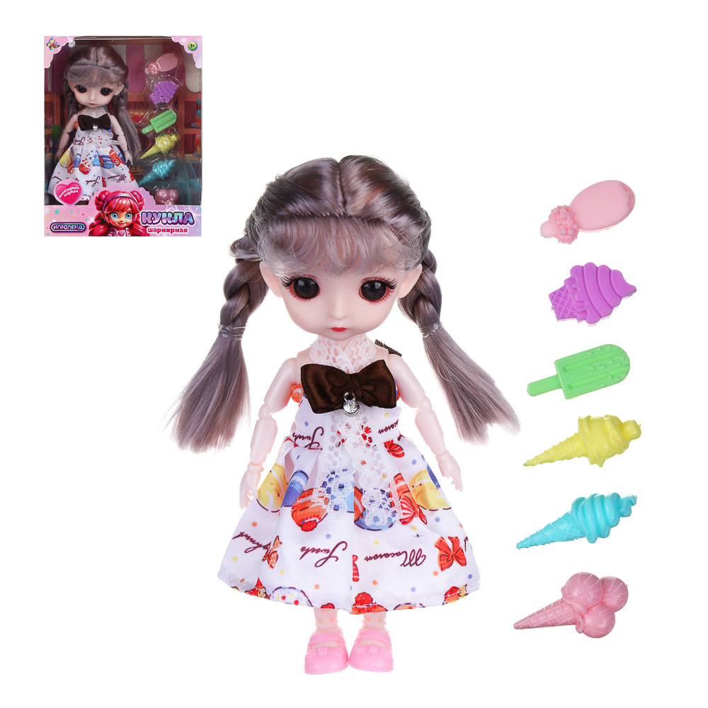 кукла шарнирная игроленд 15см с аксессуарами 21х6х21,5см 4 вида
