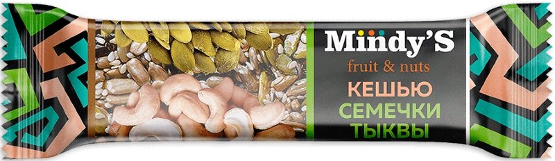 батончик ореховый mindy's с фруктами кешью-семечки тыквы 35г