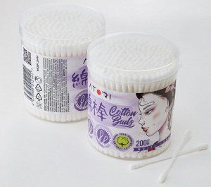 ватные палочки atori белые намотка спиральная и круглая 200 шт банка круг