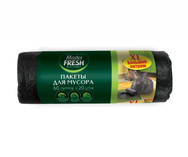 мешки для мусора 60л master fresh 20шт mfgb60–20r