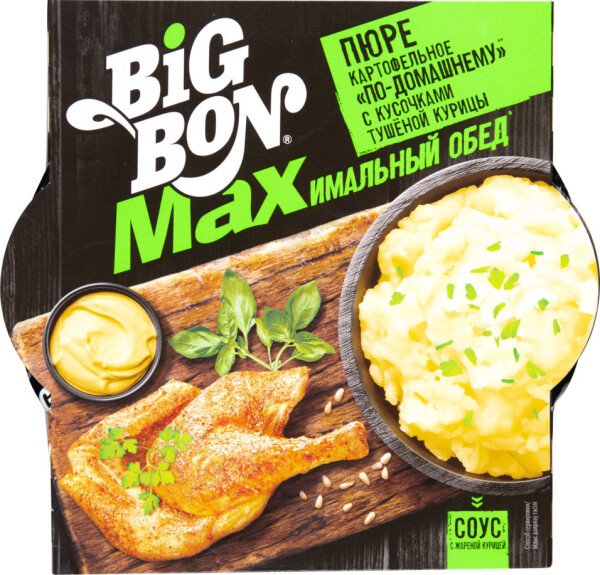 пюре по-домашнему с кусочками тушеной курицы чашка бигбон 110г