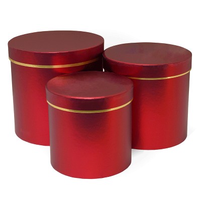 подарочная  коробка  цилиндр лиловый красный металлик средняя
