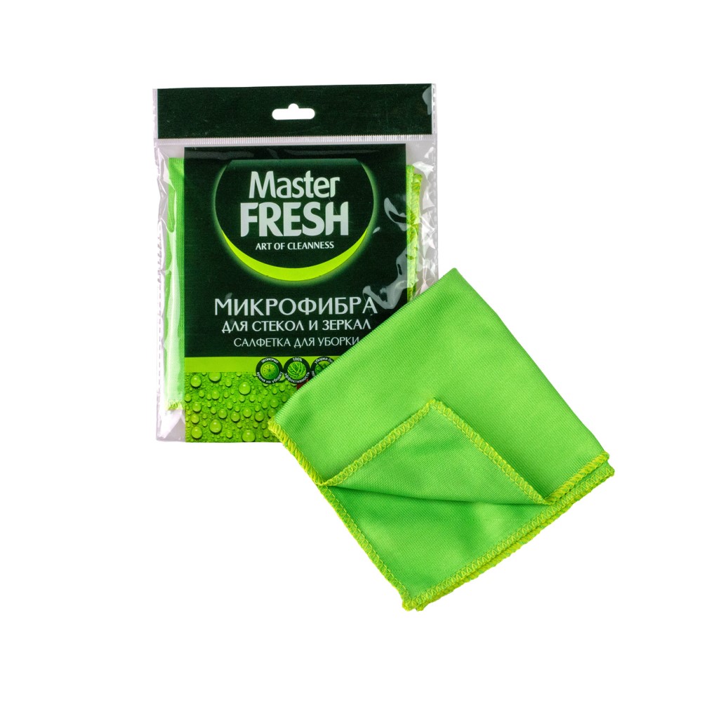 master fresh салфетка д/стекол/зеркал 1шт микрофибра