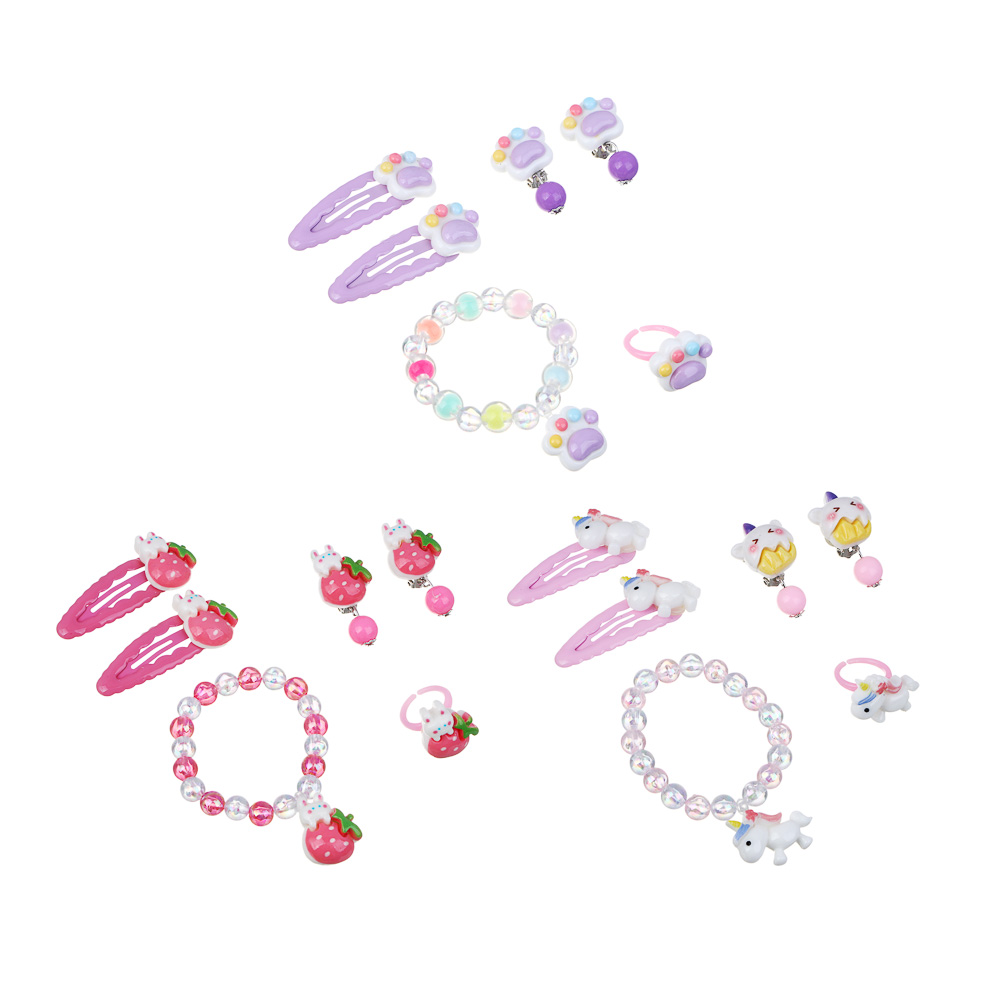 набор детской бижутерии by русские супергерои браслет клипсы кольцо заколки клик-клаки 2шт 3диз