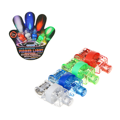 набор фонариков игроленд finger light, пластик, 3lr44, пластик, 4 цвета