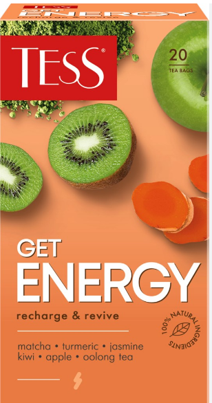 чай тесс гет энерджи оолонг, куркума, киви 20шт
