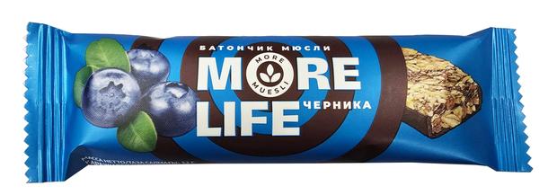 батончик мюсли more life. с молочной глазурью черника 32г