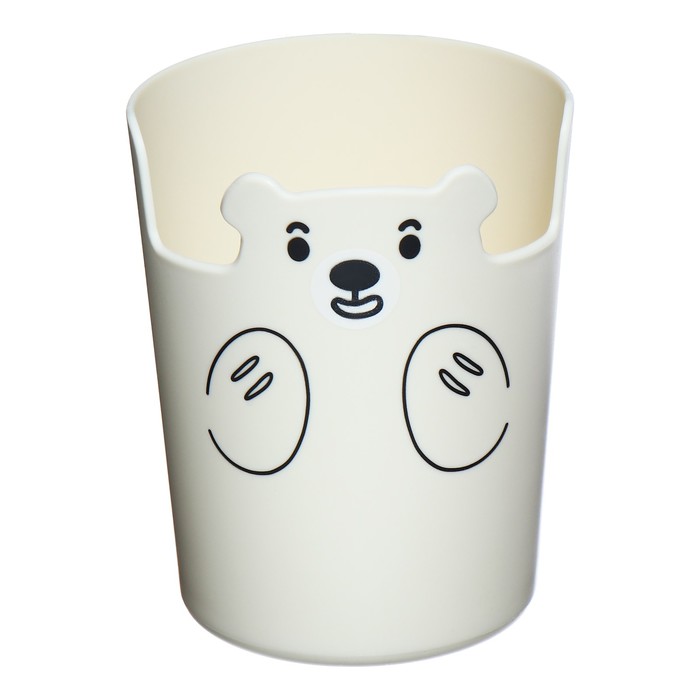 подставка-стакан для канцелярии devente teddy bear пластик белый