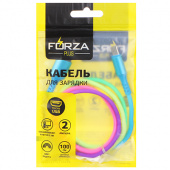 кабель для зарядки micro usb forza, 1м, 2а, пластик, цвет радуга