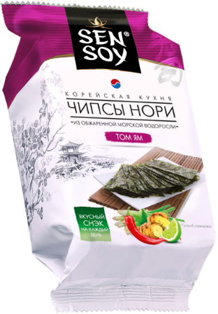 чипсы sen-soy нори из морской капусты tom yum 4,5г
