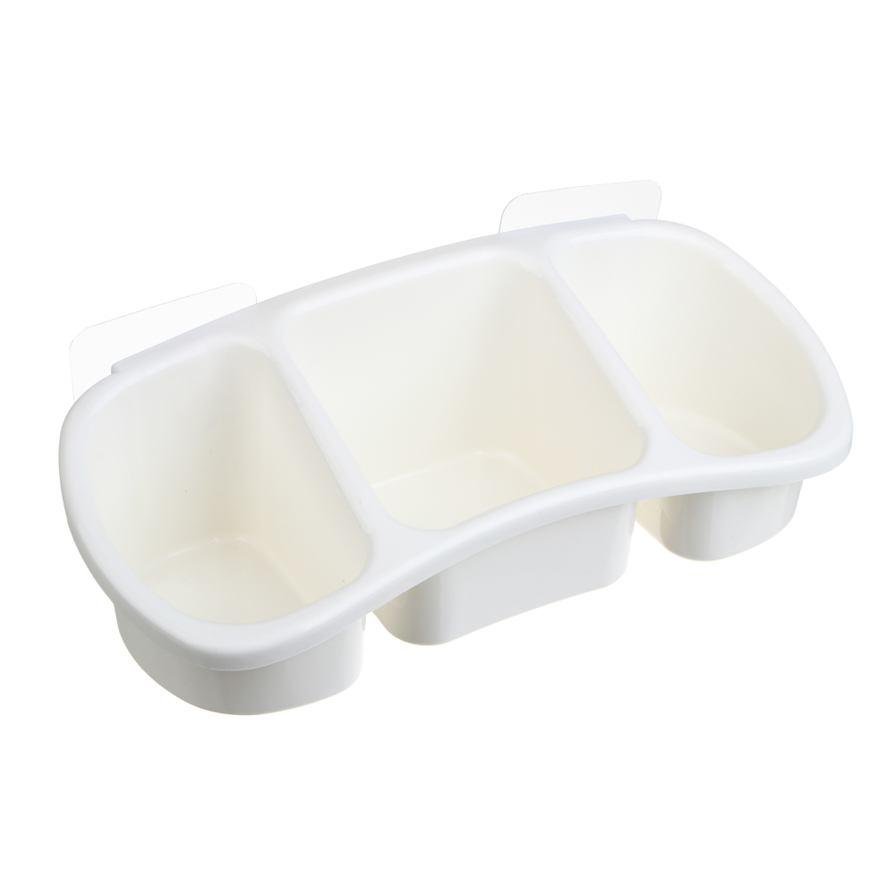 полка настенная три отделения пластик vetta classic молочный 28x12,5x8,5см