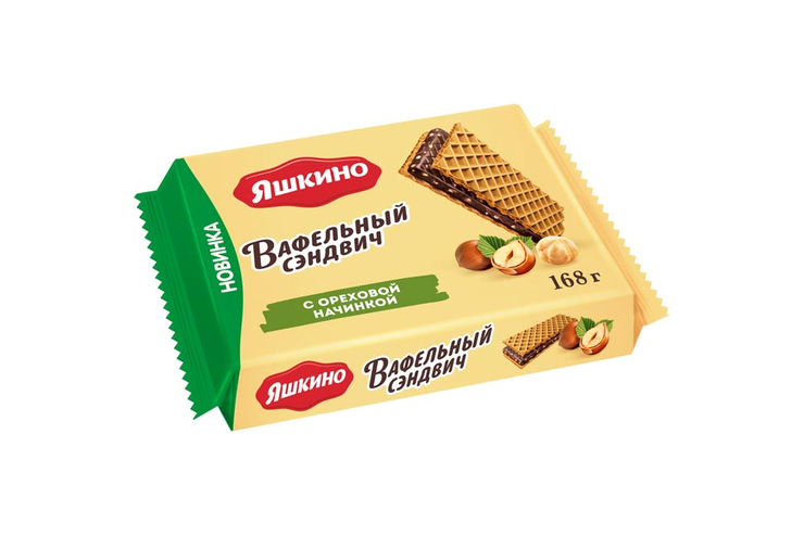 вафельный сэндвич с ореховой начинкой яшкино 168г