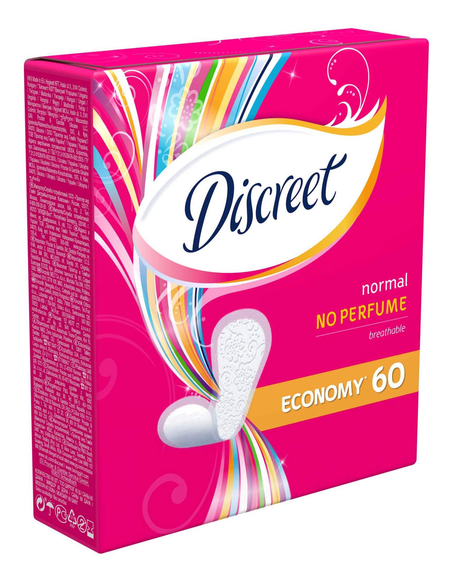 ежедневные гигиенические прокладки discreet, 60шт normal trio препаккороб