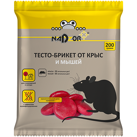 тесто-брикет от крыс и мышей nadzor 200г