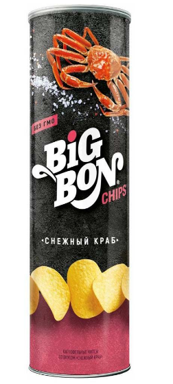 картофельные чипсы со вкусом снежный краб bigbon тубус 130г