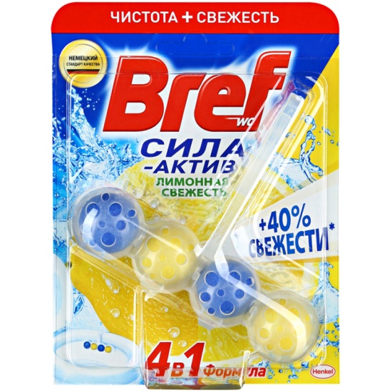 туалетный блок bref сила-актив лимонная свежесть 50г