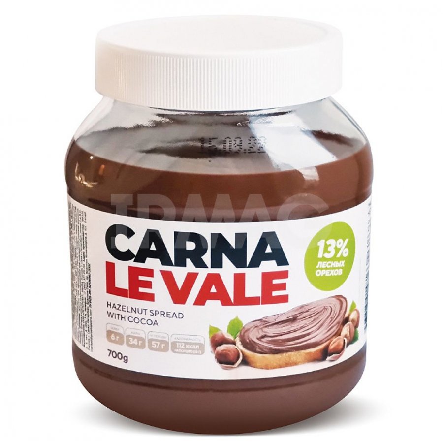 паста carna le vale с фундуком и какао 700г