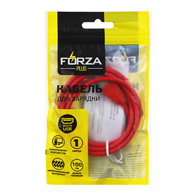 кабель для зарядки forza micro usb, комфорт, 1м, 1a, покрытие tpe, 5 цветов