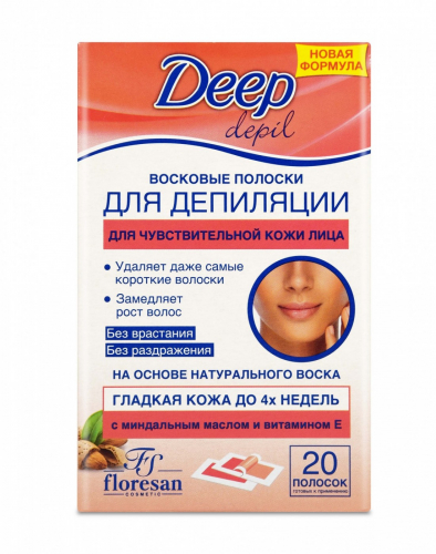 восковые полоски д/депиляции floresan ф-432 для чувствительной кожи лица 20 полосок