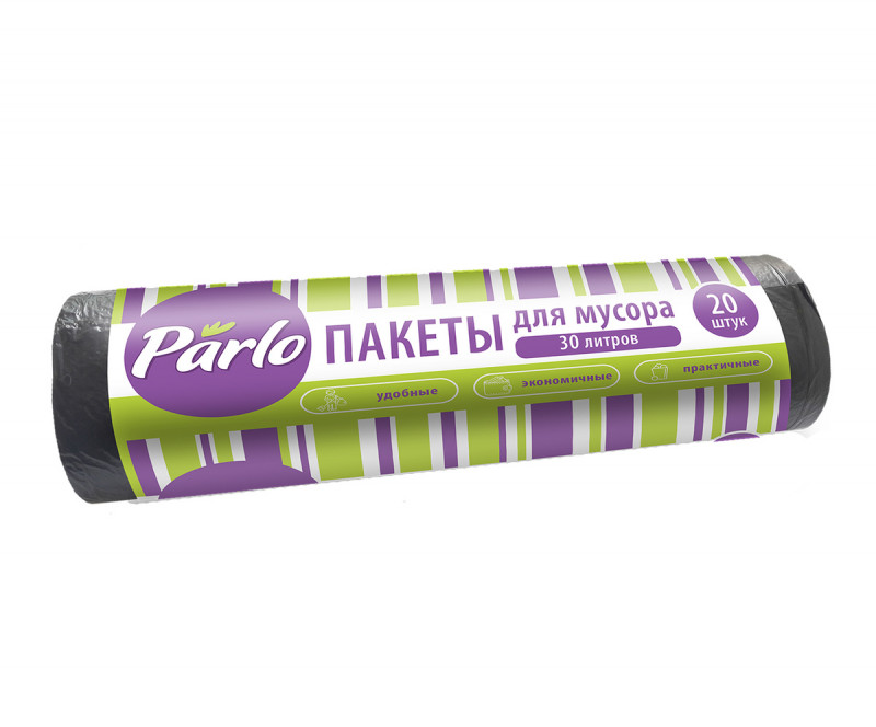 мешки для мусора 30л parlo 20шт (черные)