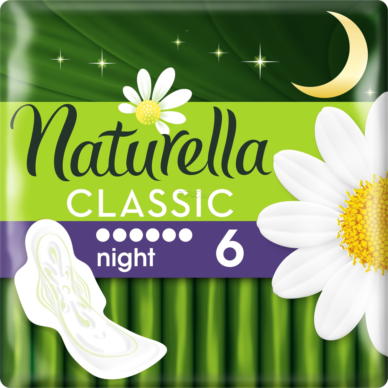 naturella classic camomile night single с крылышками, 6 шт 