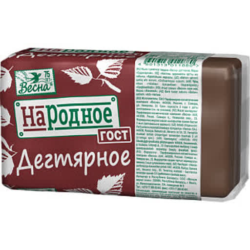 мыло твердое лечебное весна народное дегтярное, 140 г