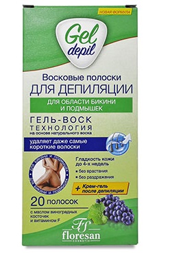 полоски восковые для депиляции области бикини и подмышек floresan 20шт
