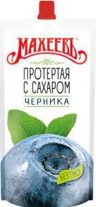 десерт черника протертая с сахаром дой-пак с дозатором махеевъ 300г