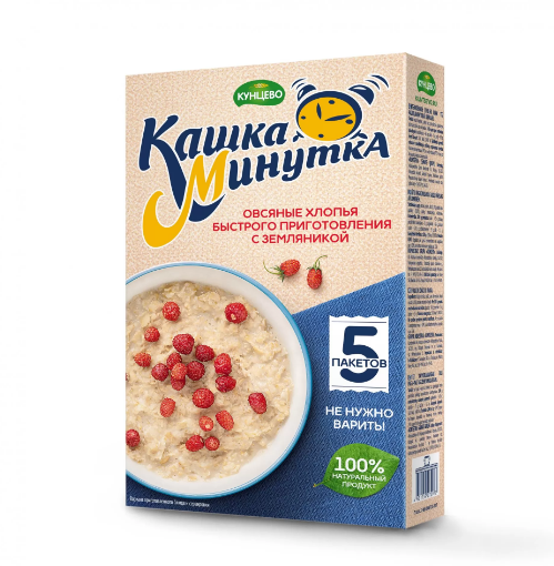 каша со вкусом земляники коробка кашка минутка 185г/16шт