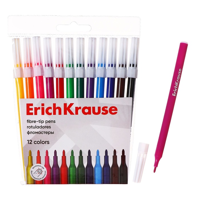 фломастеры 12 цветов erichkrause light в футляре европодвес
