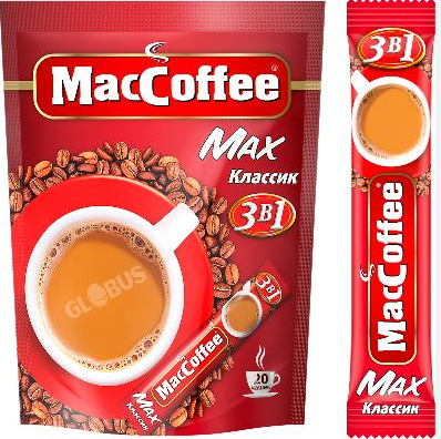 кофе 3в1 maccoffee max классик м/уп 16г х 20х20