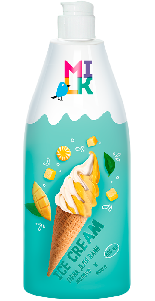 clever milk пена для ванн шоколадная, молоко и манго, 800 мл 