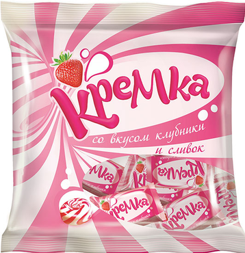 карамель кремка со вкусом клубники и сливок  0,5 кг