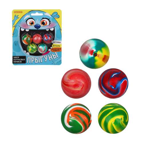 набор каучуковых мячиков прыгуны игроленд d=2,5см 5шт