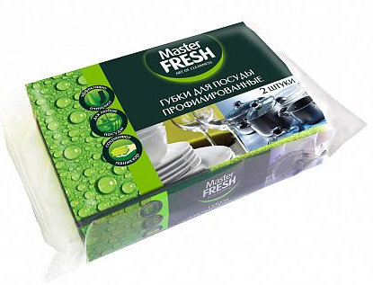 губки для мытья посуды профилированные master fresh 5шт