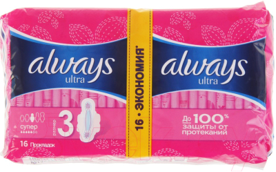 always ultra, 16 шт, ароматизированные super duo женские гигиенические прокладки