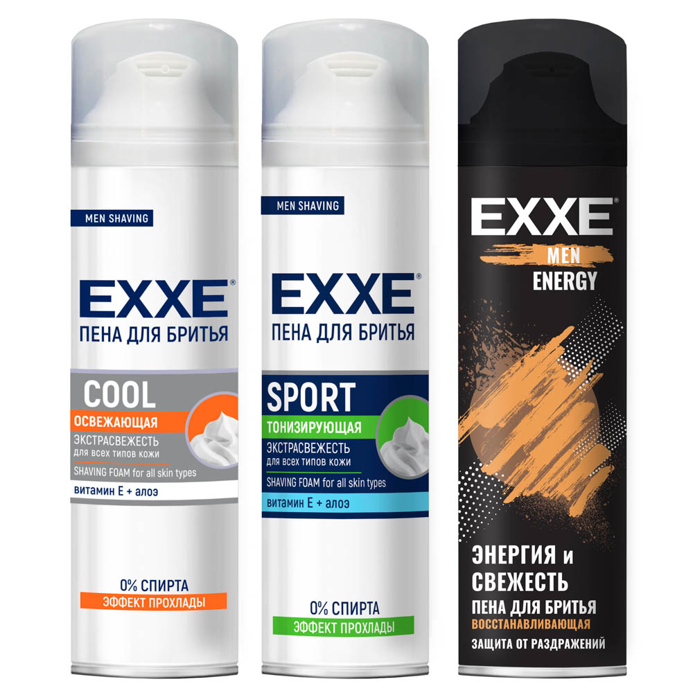 пена для бритья exxe cool/sport/energy 200мл