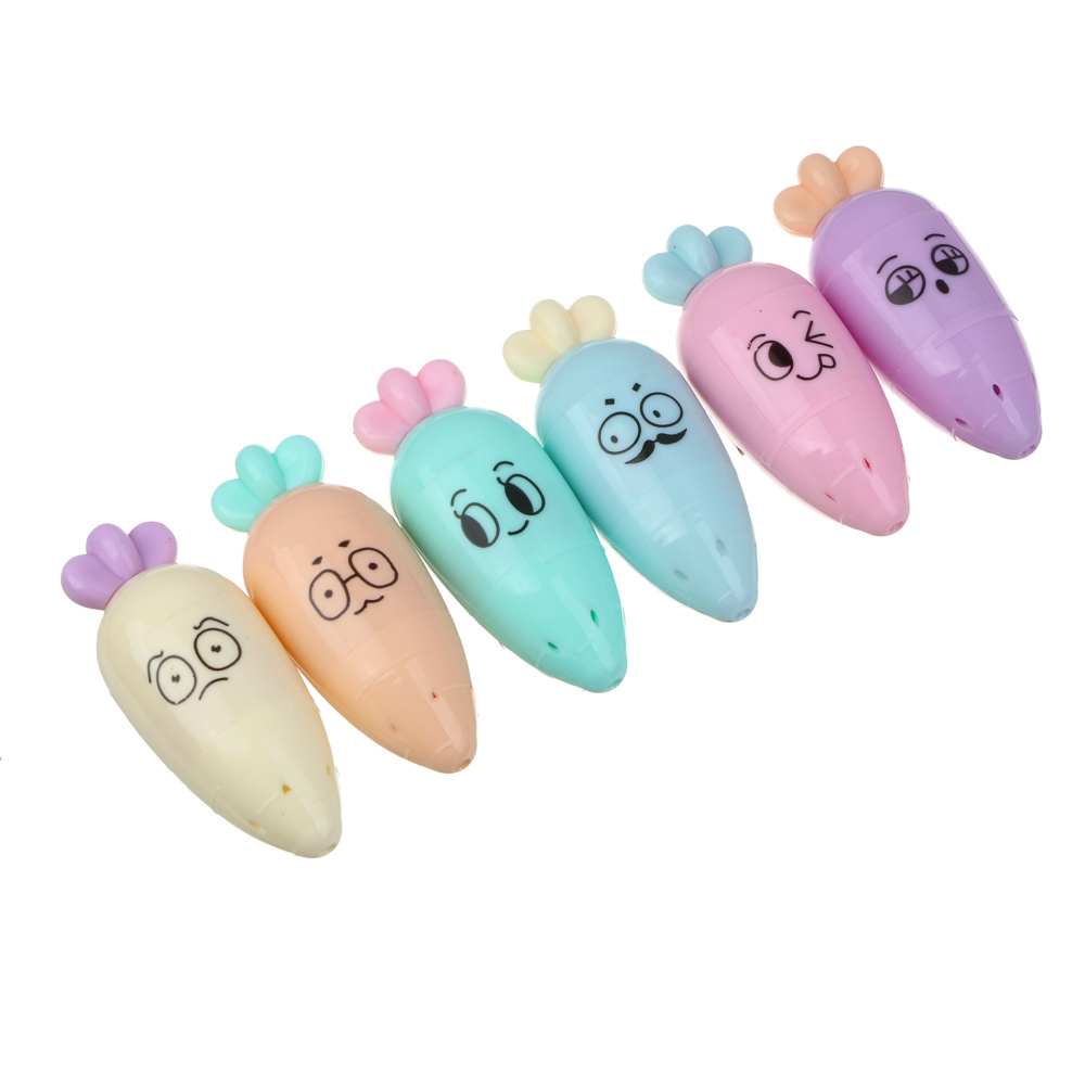 маркер-выделитель в форме морковки 6цв