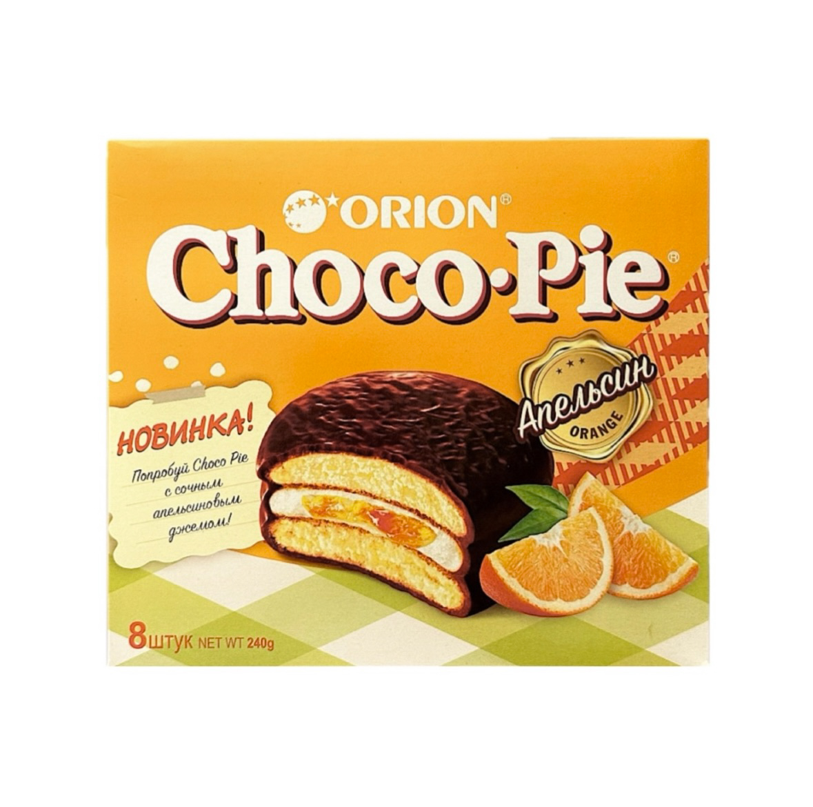 печенье orion сhосо pie апельсин  30г,12 штук